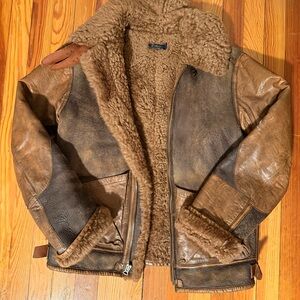 Ralph Lauren Men's Brown Shearling Leather Jacket